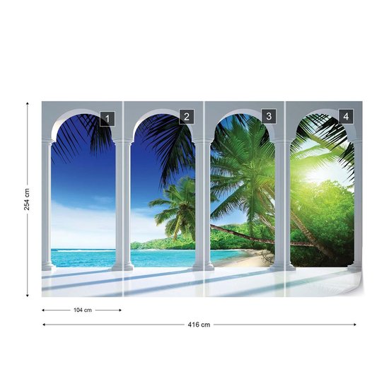 Papier peint Plage Tropical Paradise Arches | XXXL - 416 cm x 254 cm | Polaire 130g / m2