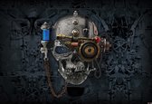 Fotobehang Alchemy  Art Necronaut Skull | XXL - 312cm x 219cm | 130g/m2 Vlies