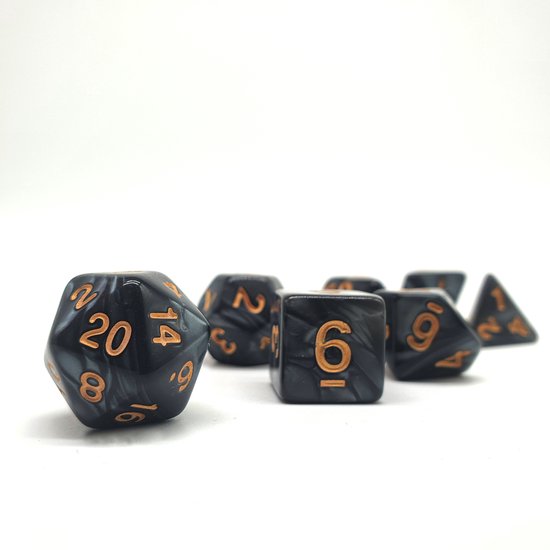 Thumbnail van een extra afbeelding van het spel Blazium - Preal Series - Black Pearl - Incl. velvet bewaarzakje - DnD dice set - Dungeons and Dragons dobbelstenen