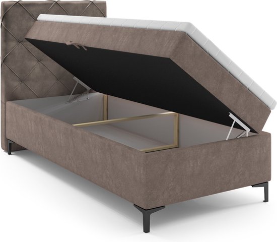 Meuba Home - Oslo Boxspring - Grijs - 90x200 - Microfibre - Avec surmatelas