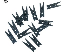 72x Mini Houten Knijpers Zwart