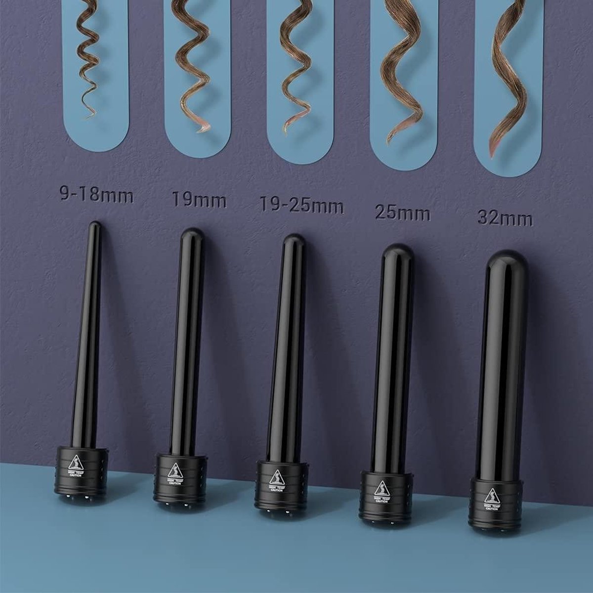 Intelectro 5 in 1 Krultang met LCD Scherm en 5 Opzetstukken - afbeelding 2