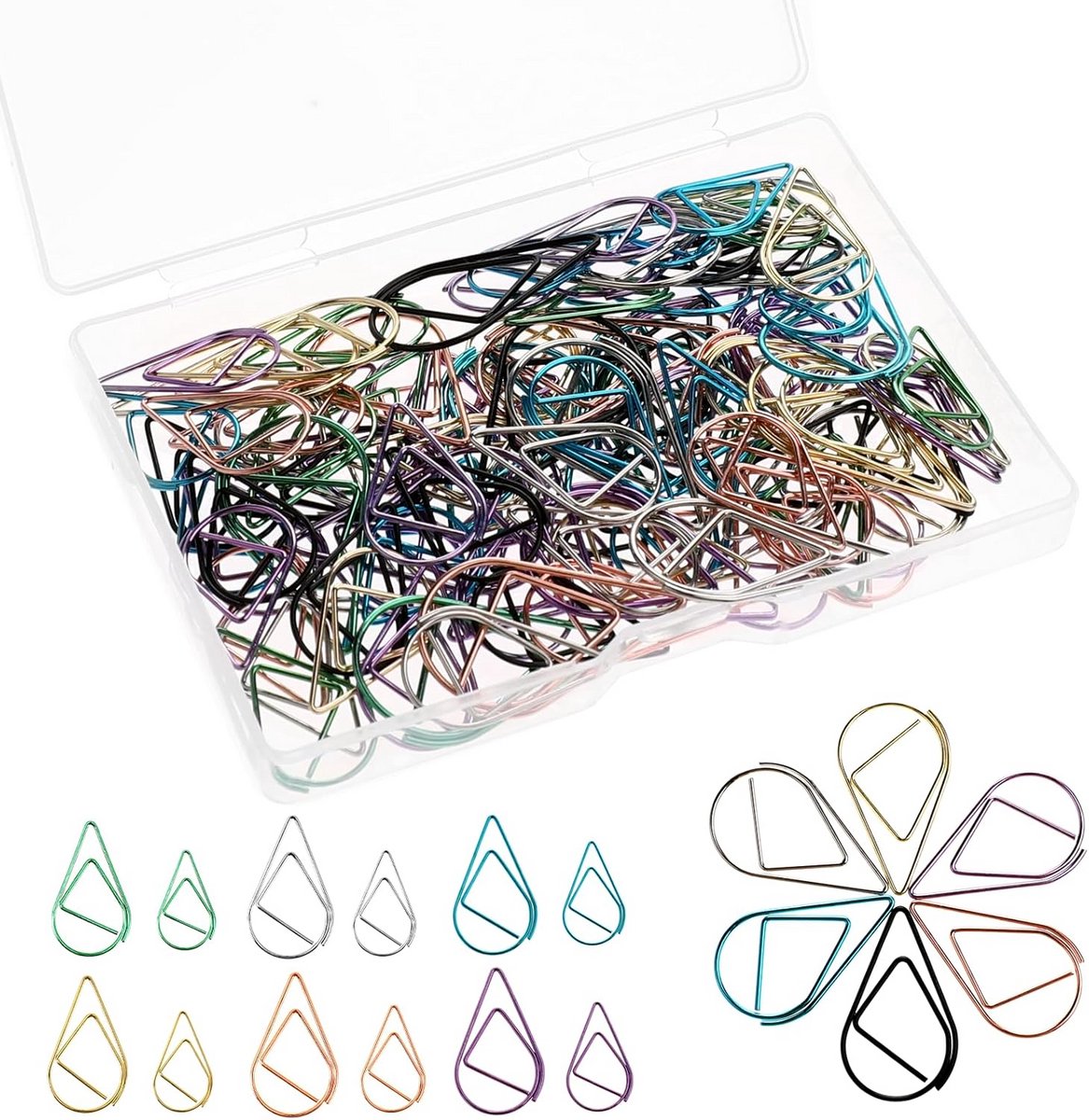 100 Kleurrijke Waterdruppel Paperclips van Metaal voor Kantoor en School