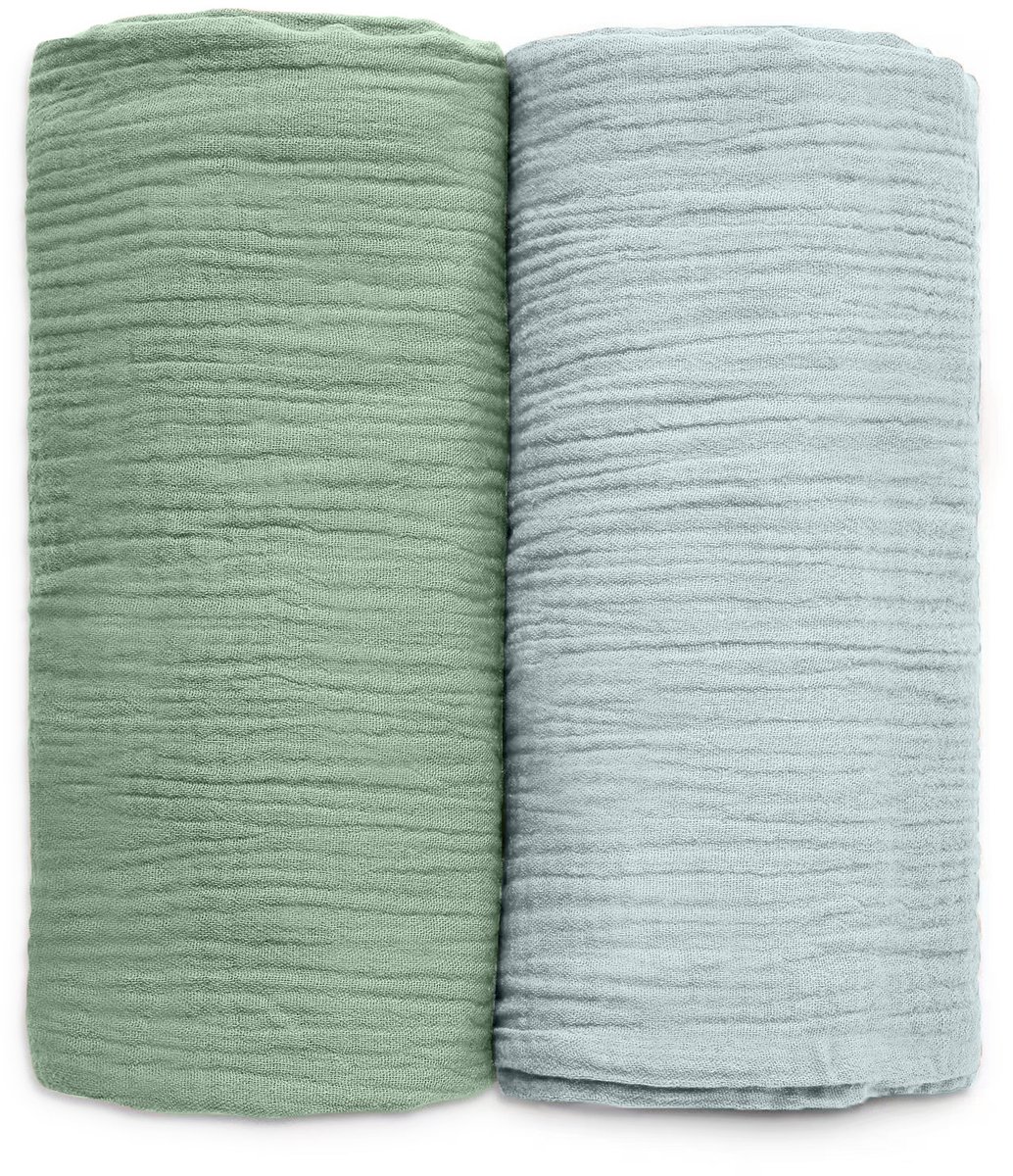 2-Pack - Hydrofiele doek XL - 100x90 cm - Inbakerdoek - Groen Blauw