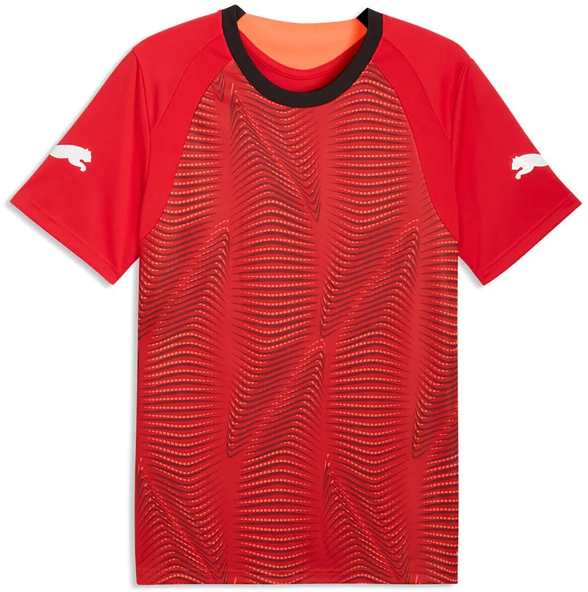 Rood Puma Individualfinal T-shirt met korte mouwen, 2XL, met dynamisch patroon en logo op de schouders.
