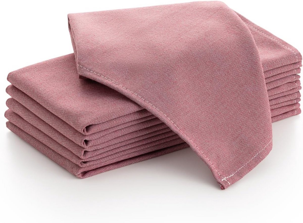 Set van 6 Luxe Satijnen Servetten Rood 45x45 cm Katoen-Polyester Duurzaam