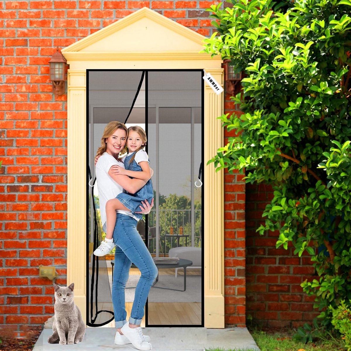 Hordeur 145x220 cm Hor Deurgaas Zelfsluitend Magnetisch Insectenwerend Zwart