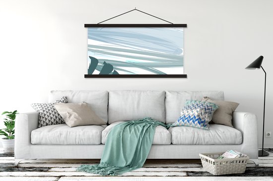 Porte-affiche avec affiche - Affiche scolaire - Été - Peinture - Vert - 150x75 cm - Lattes noires