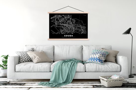 Porte-affiche avec affiche - Affiche scolaire - Carte - Gouda - Zwart - 150x100 cm - lattes vierges