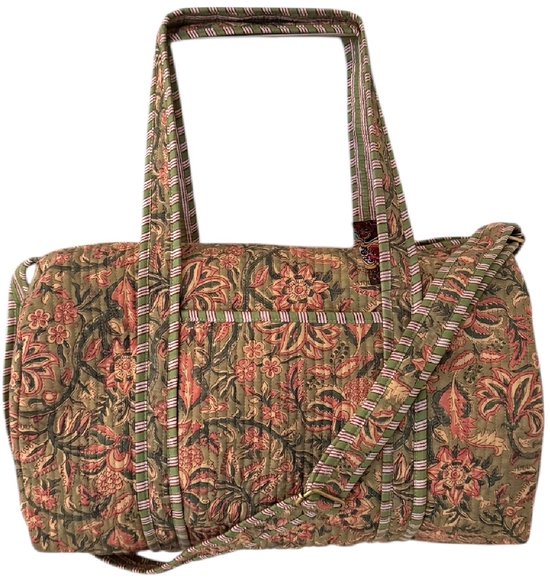 Sac de week-end / Sac de voyage Kantha Peach Botanic 49x33 cm