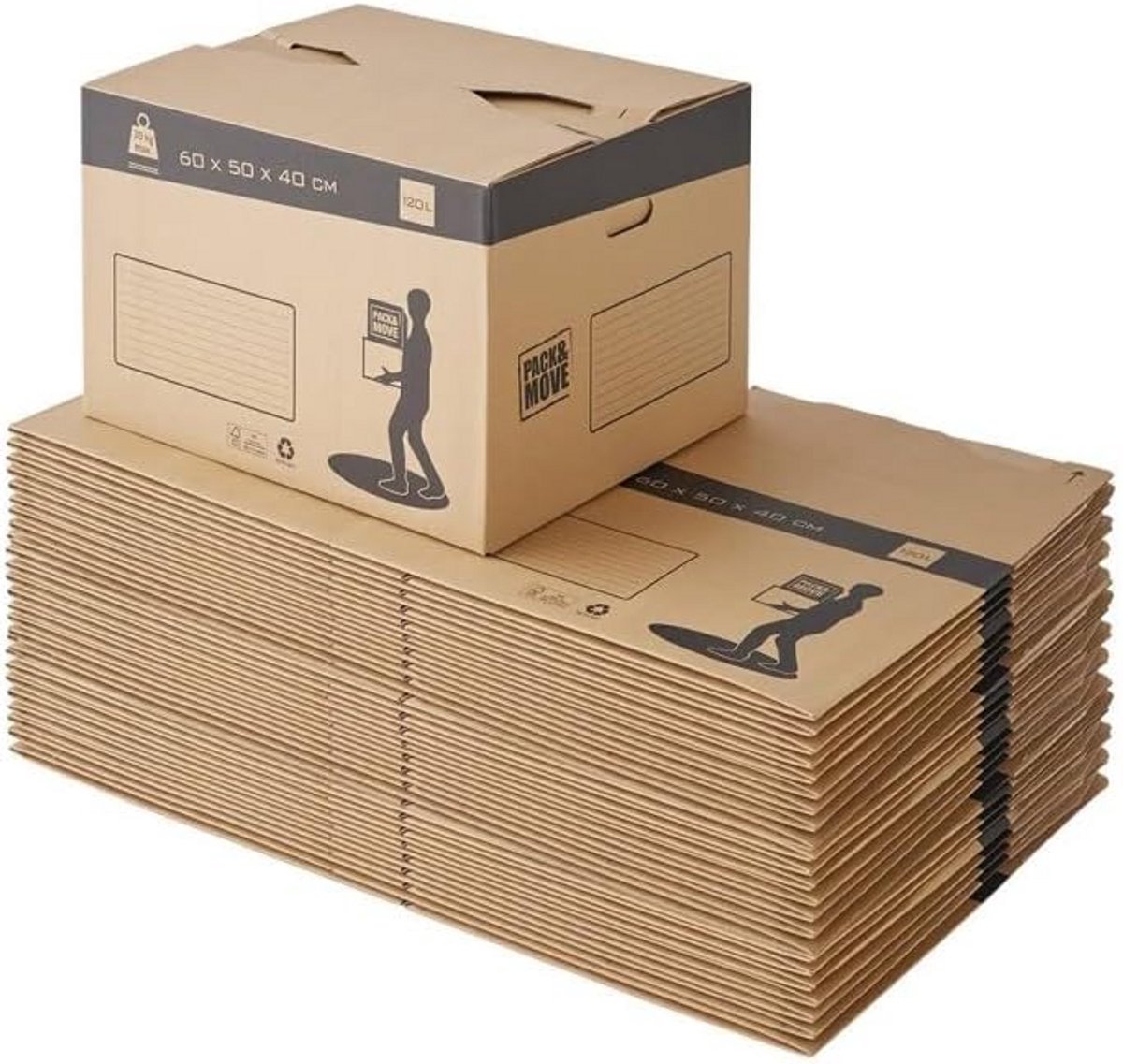 30 Zelfstapelende Verhuisdozen 60x50x40cm FSC Gecertificeerd