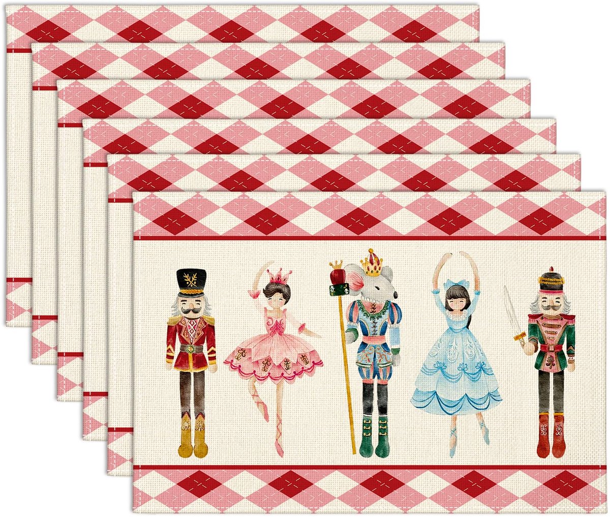 Unyqoos® Set van 6 Afwasbare Placemats voor Kerstdecoratie en Dagelijks Gebruik