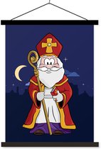 Porte-affiche avec affiche - Affiche scolaire - Décoration Sinterklaas - Saint Nicolas - Bâton - 90x120 cm - Lattes noires