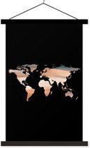 Décoration murale - Carte du Wereldkaart - Peinture - Zwart - Affiche scolaire - 60x90 cm
