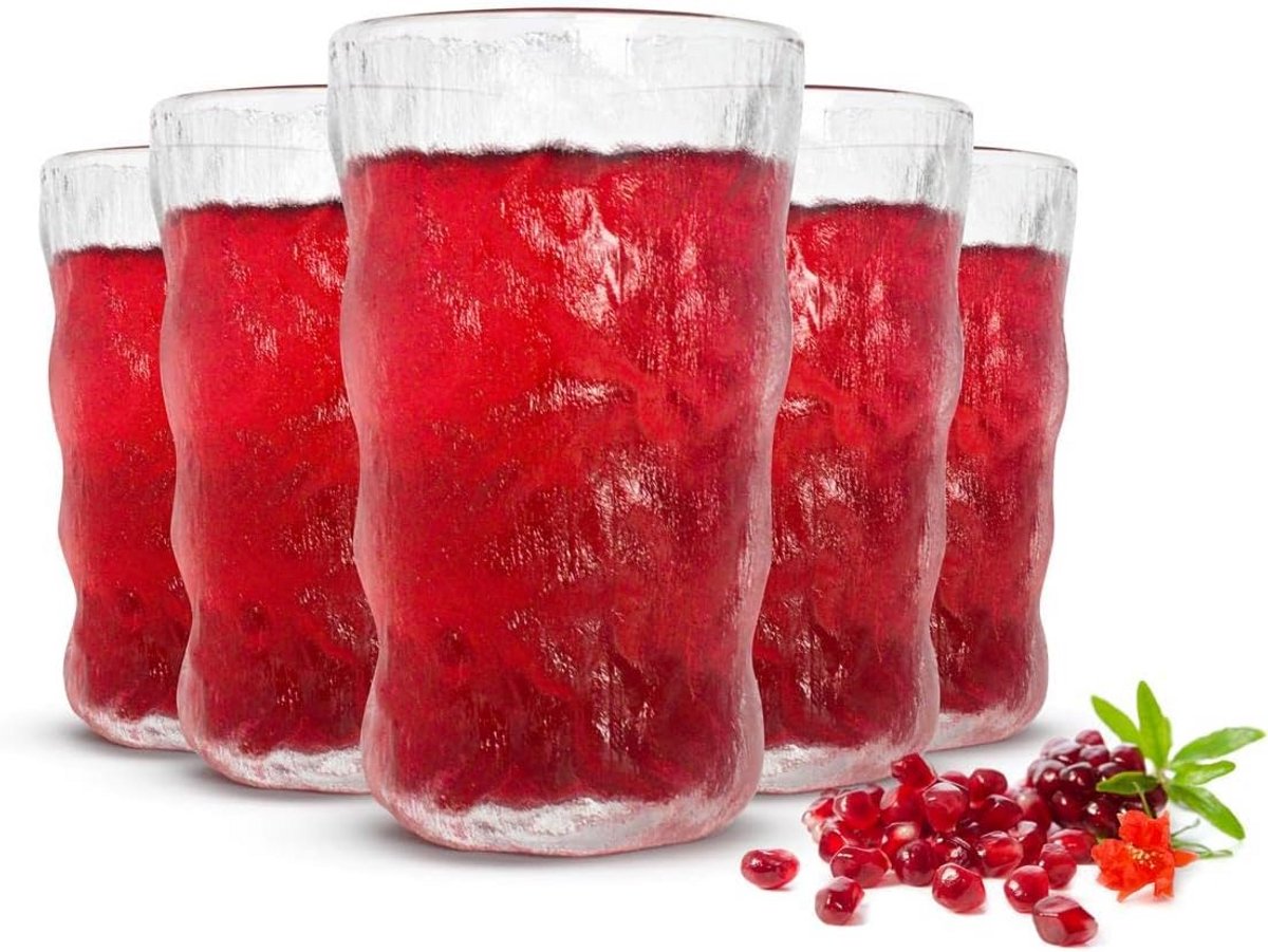 Set van 6 Longdrinkglazen (370 ml) - Hoge Waterglazen voor Sap en Cocktails