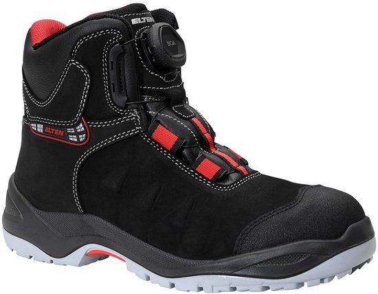 ELTEN Veiligheidsschoenen MADDOX BOA zwart-rood Low ESD S3, heren, textiel, stalen neus, licht, sportief, zwart/rood, maat: 47