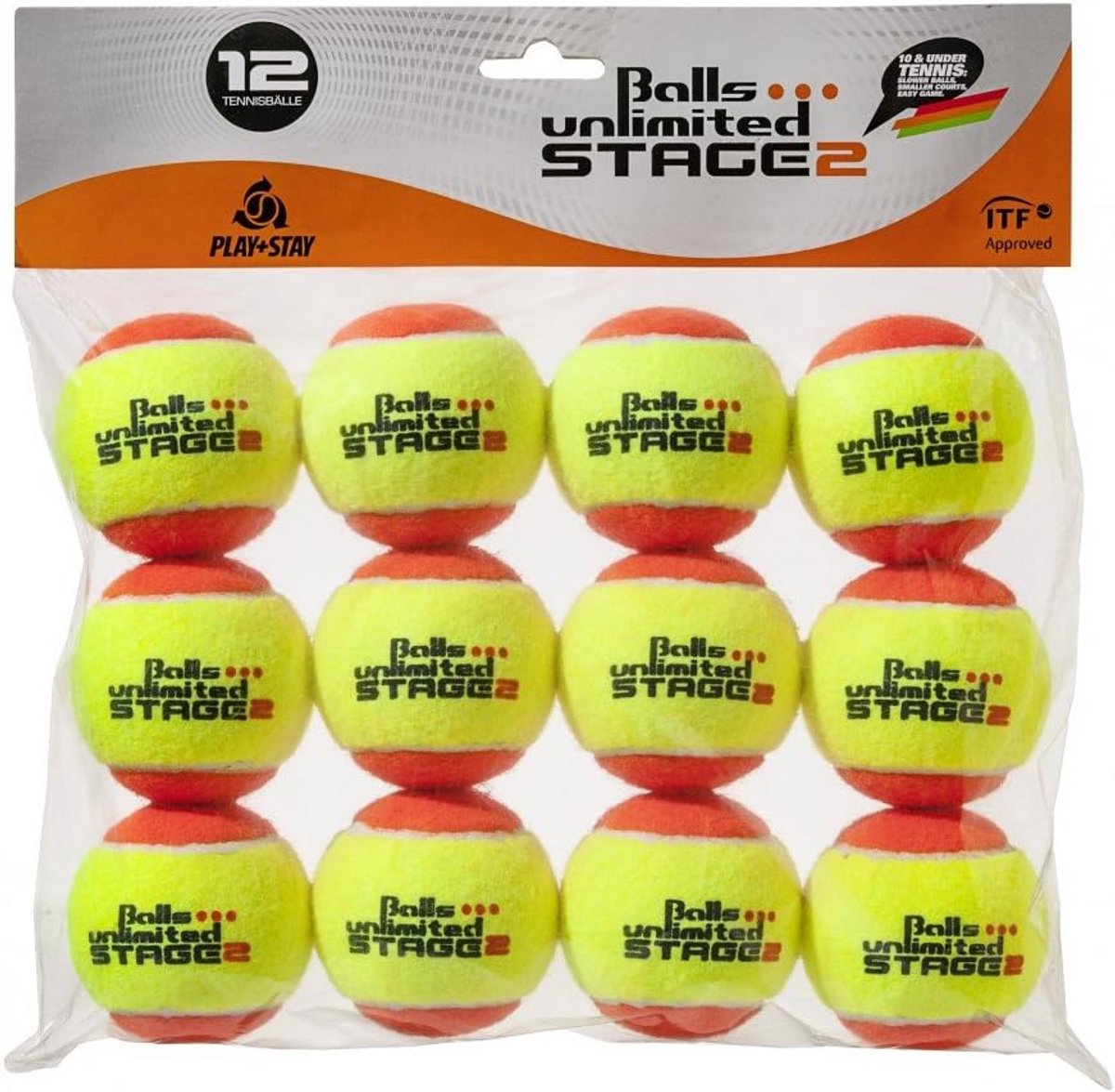 Trainingsballen Tennis Niveau 2 (Oranje) - 50% Druk Gereduceerd voor Kinderen en Beginners | 12 Stuks