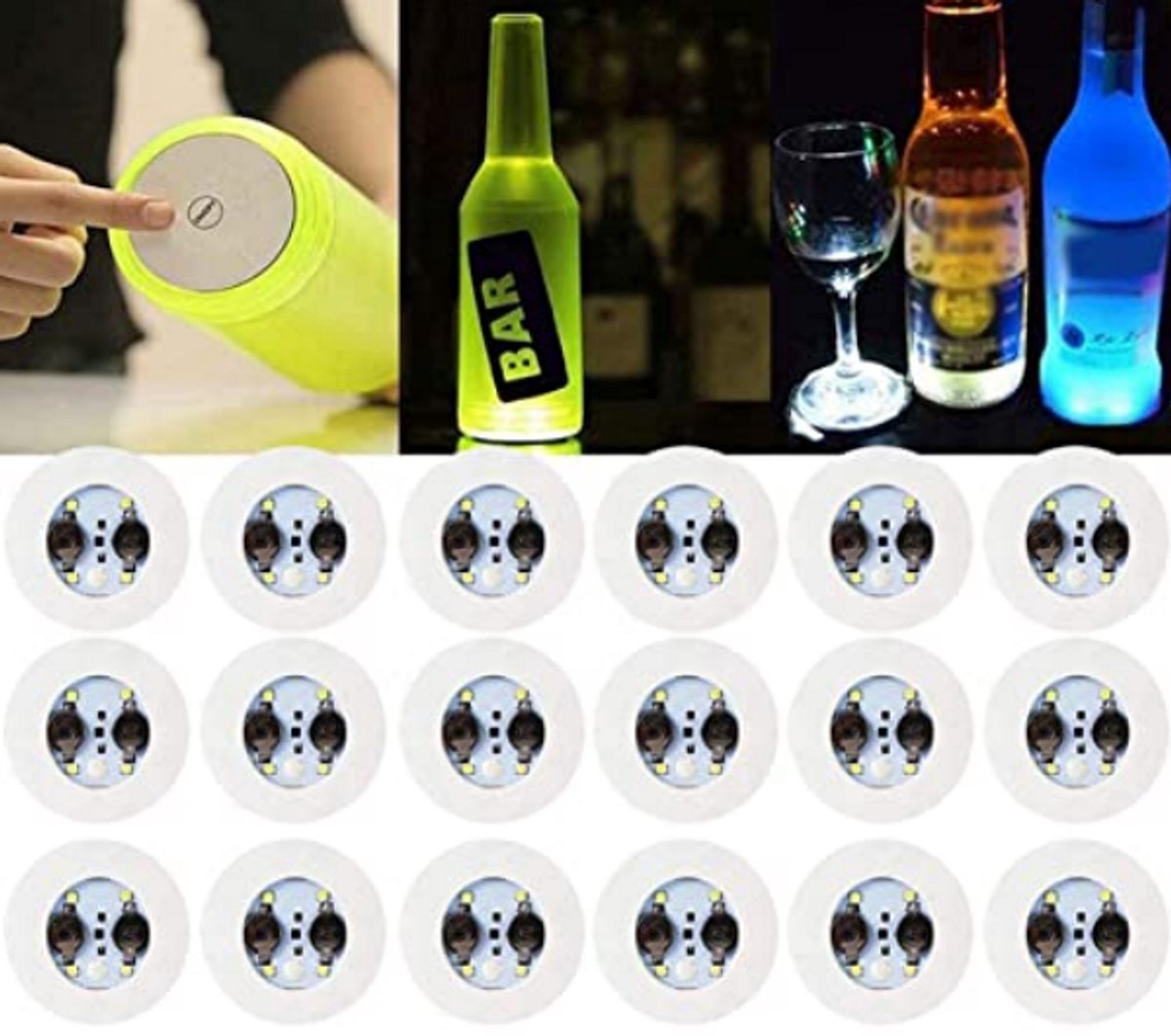 30 lichtgevende onderzetters, perfect voor feesten, bruiloften en bars (wit)