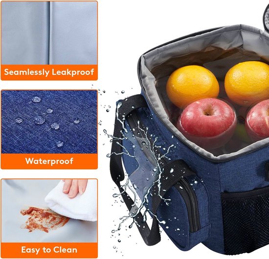 BOTC Koeltas - Lunchtas - Koeltasje - 13L - 30x19x23cm- Lunchtas voor Dames en Heren - Maat L - Blauw van Merkloos — afbeelding 4