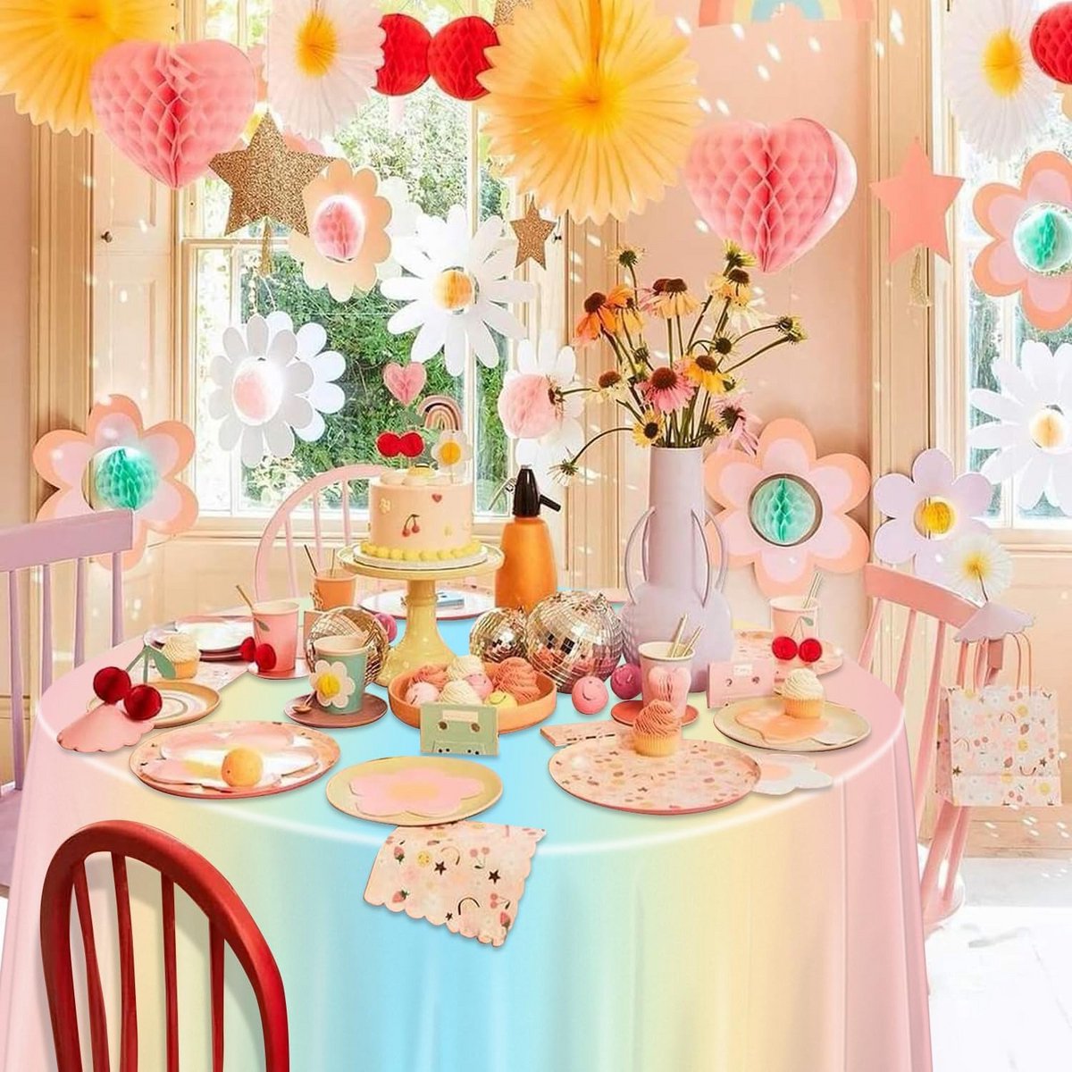 3 stuks pastel regenboog tafelkleden voor verjaardagsfeest en babyshower decoraties