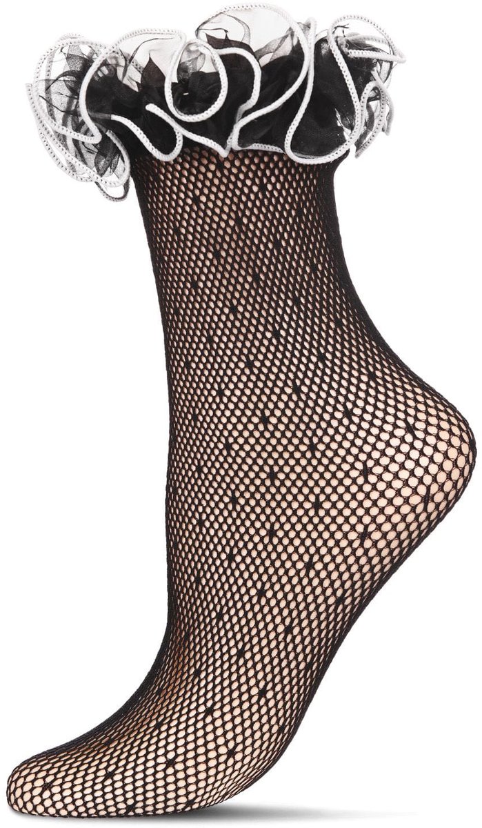 MeMoi Premium Swiss Dot Riemen Crew Sokken Dames Transparante Kant Sokken 1 Paar