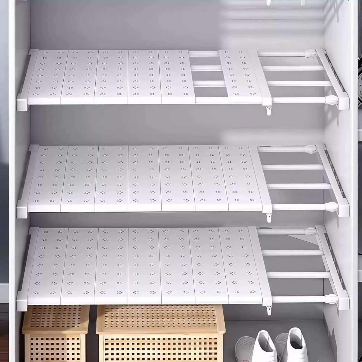 Uitschuifbare Kast Divider - Verstelbaar Opbergrek voor Keuken, Badkamer en Slaapkamer