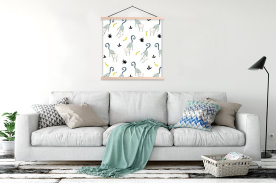 Porte-affiche avec affiche - Affiche scolaire - Jungle - Singe - Banane - 120x120 cm - lattes vierges