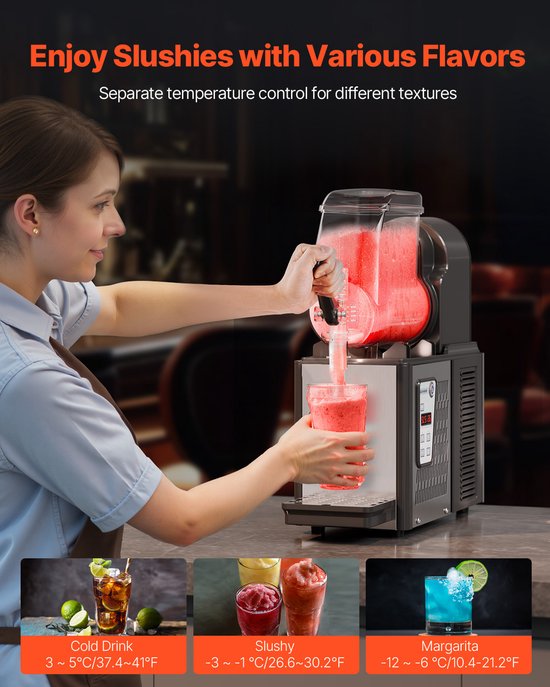 4l Slushmachine, enkele Tank Bevroren Drankmachine, 16-Kops Roestvrijstalen Margarita Smoothie Machine voor Thuis, Feesten, Restaurants, Cafés en Bars van Merkloos — afbeelding 5
