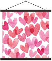 illustration avec coeurs d'aquarelle commission scolaire lattes plates noir 40x40 cm - Tirage photo sur affiche textielposter (décoration murale salon / chambre)
