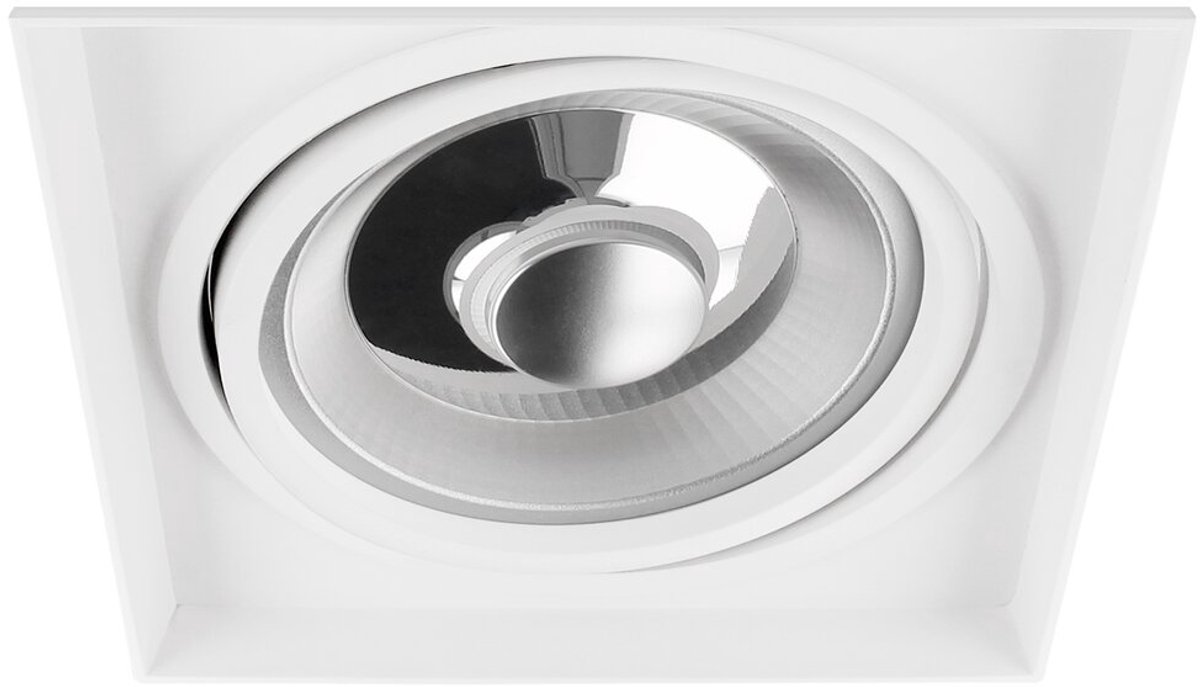 Venezia - Inbouwspot Wit Vierkant - Kantelbaar - Voor AR111 lampen - 1 Lichtpunt - 153x153mm - Trimless