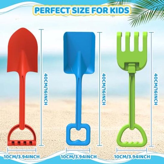Strandschep voor Kinderen en Volwassenen - 40 cm Tuingereedschap en Zandbakset (3 Stuks) — afbeelding 5