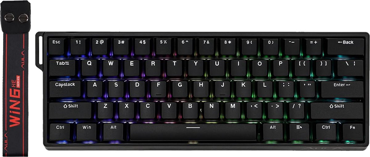 EPOMAKER WIN60 - Hall Effect - 8000hz - 0.3ms - 0.08mm - Magnetisch Toetsenbord - 60% - QWERTY - Gaming Toetsenbord - Greywood Switch - Zwart