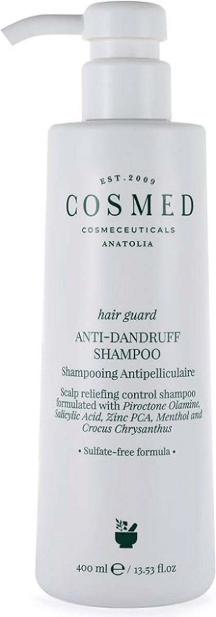 Cosmed Anti-Roos Shampoo 400ml – Sulfaatvrije Shampoo Met Salicylzuur, Zinc PCA en Menthol – Tegen Schilfers en Jeuk – Verkoelend en Kalmerend – Vegan Formule
