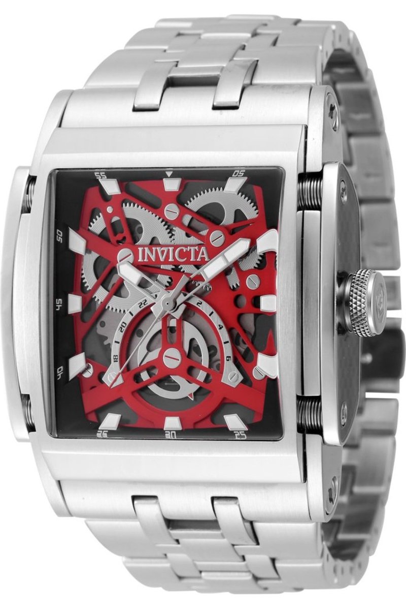 Invicta Speedway 47716 Heren Horloge - Waterdicht - Analoog - Quartz Uurwerk - Roestvrij Staal met rode Wijzerplaat - 47mm