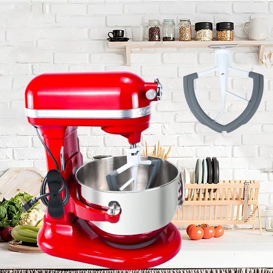Platte Mixer - 18 X 17.5 Cm - Menghaak - Geschikt Voor Kitchenaid Blenders - Komschraper - Vaatwasmachinebestendig - Accessoire - Blenderaccessoires - Keukenaccessoires - Geschikt Voor Kitchenaid Apparaten Van 5,5-6 T - Wit van Merkloos — afbeelding 2
