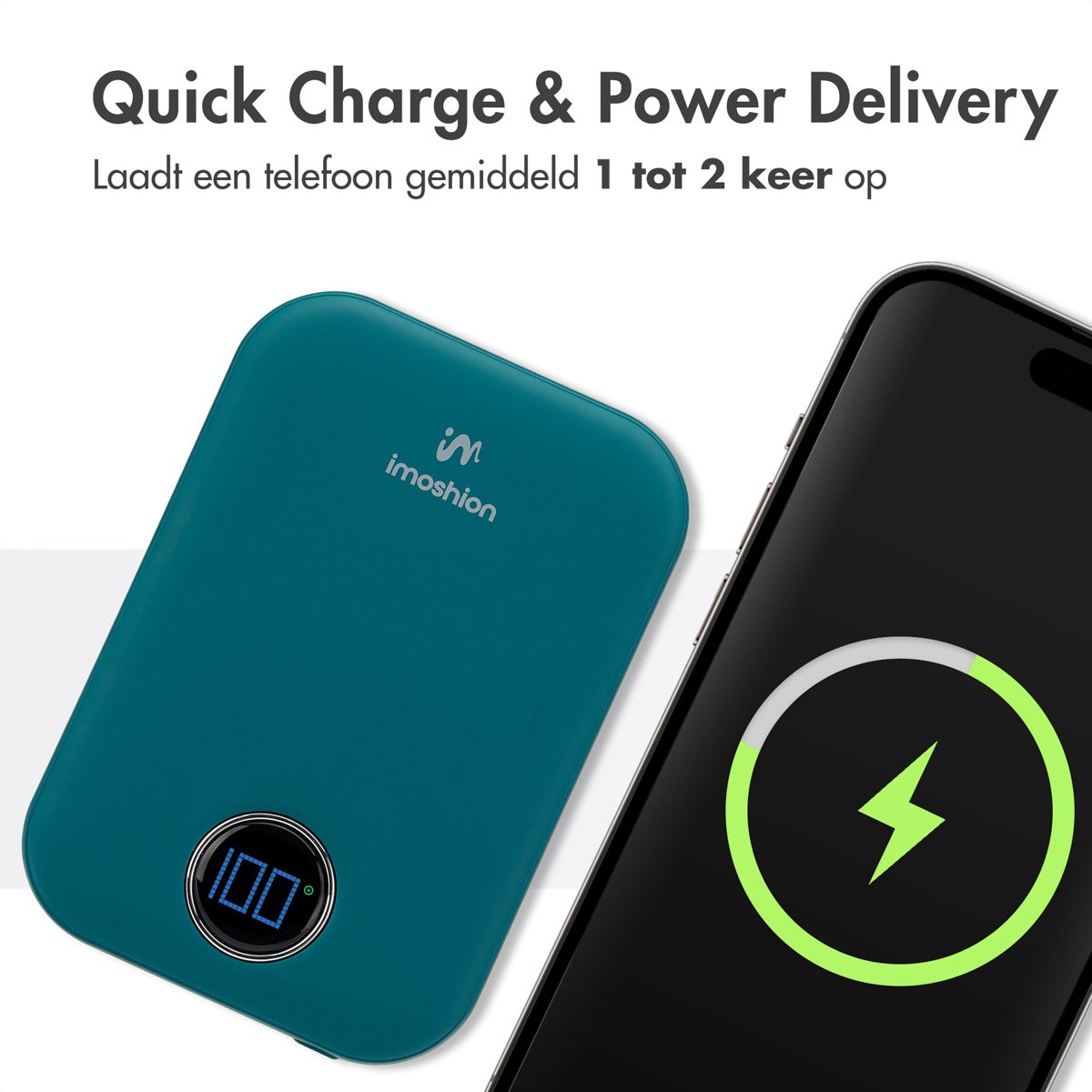 imoshion Draadloze Powerbank 10000 mAh Groen 22.5W Snellader - afbeelding 2