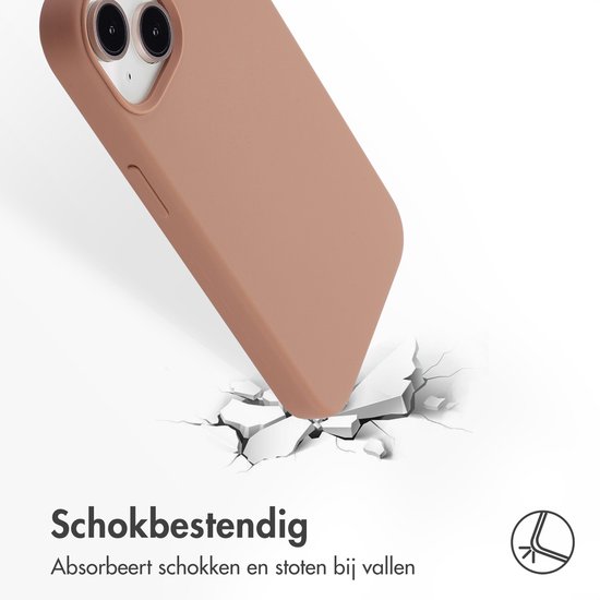 Accezz Case adapté pour iPhone 13 Mini Case Siliconen - Accezz Liquid Silicone Back Cover adapté pour MagSafe - marron clair