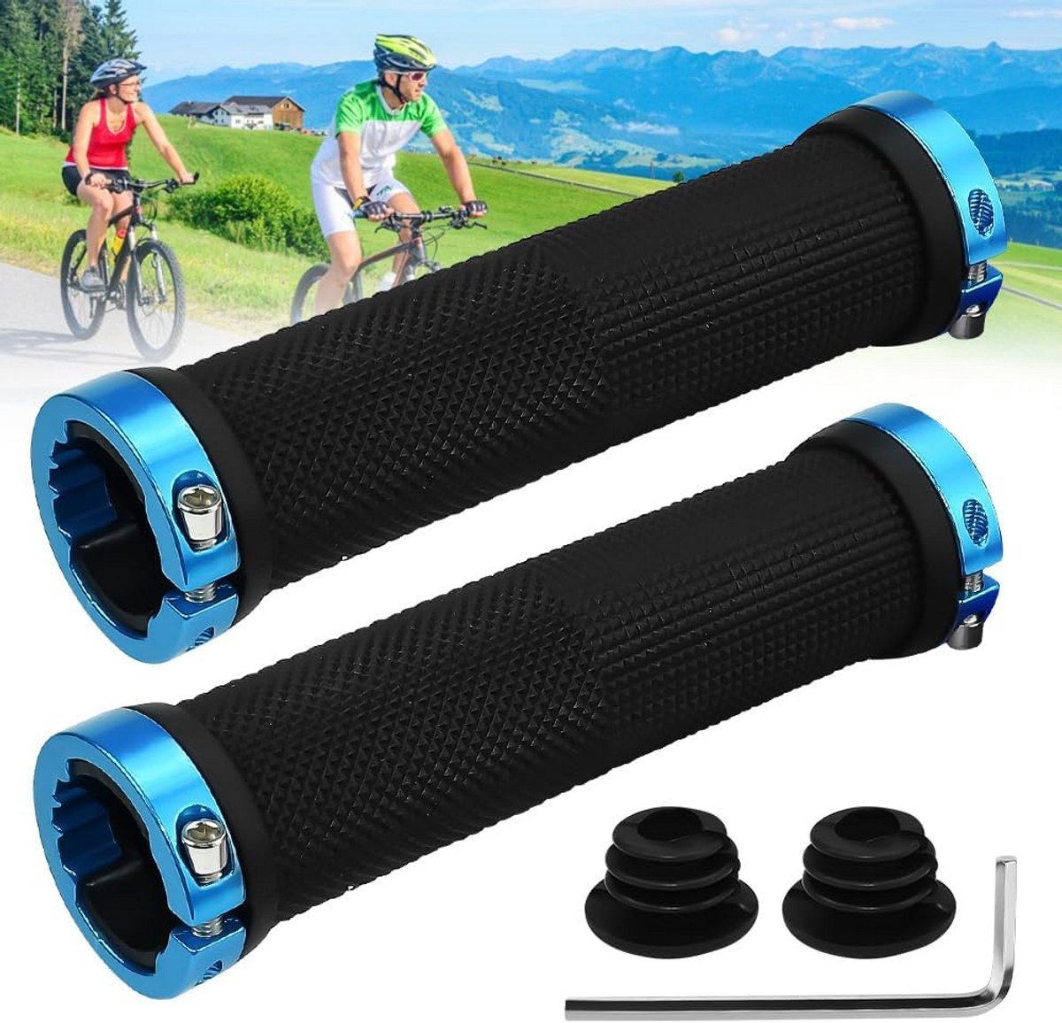 Ergonomische Fiets- en Scooterhandvatten 13 cm - Antislip Rubber met Dubbele Vergrendeling