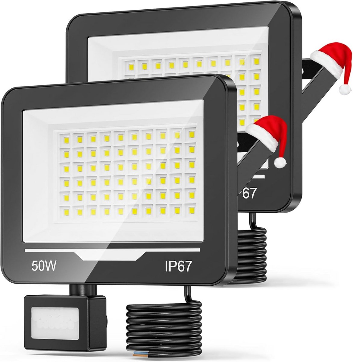 Set van 2 Outdoor LED Spots met Bewegingssensor 50W - Krachtige Buitenverlichting