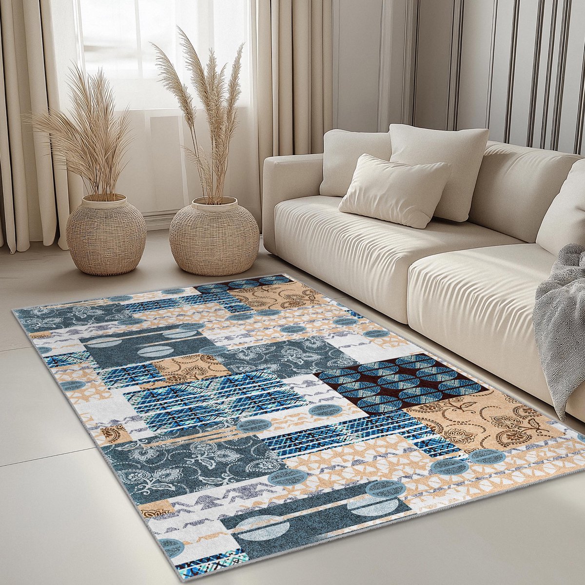 Mila Home - Tapijt Vloerkleed Rechthoek - Wasbaar - Antislip - OEKO-TEX Gecertificeerd - Voor Woonkamer, Slaapkamer, Keuken & Hal -146 4