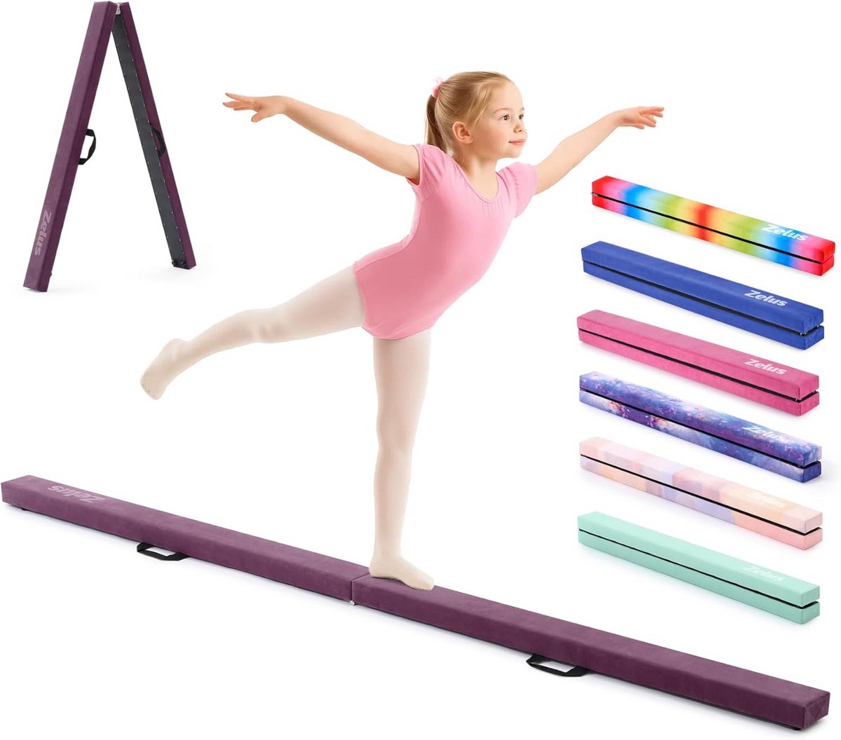 Opvouwbare Gymnastiekbalk 244 cm voor Kinderen - Antislip Basis en Handgrepen