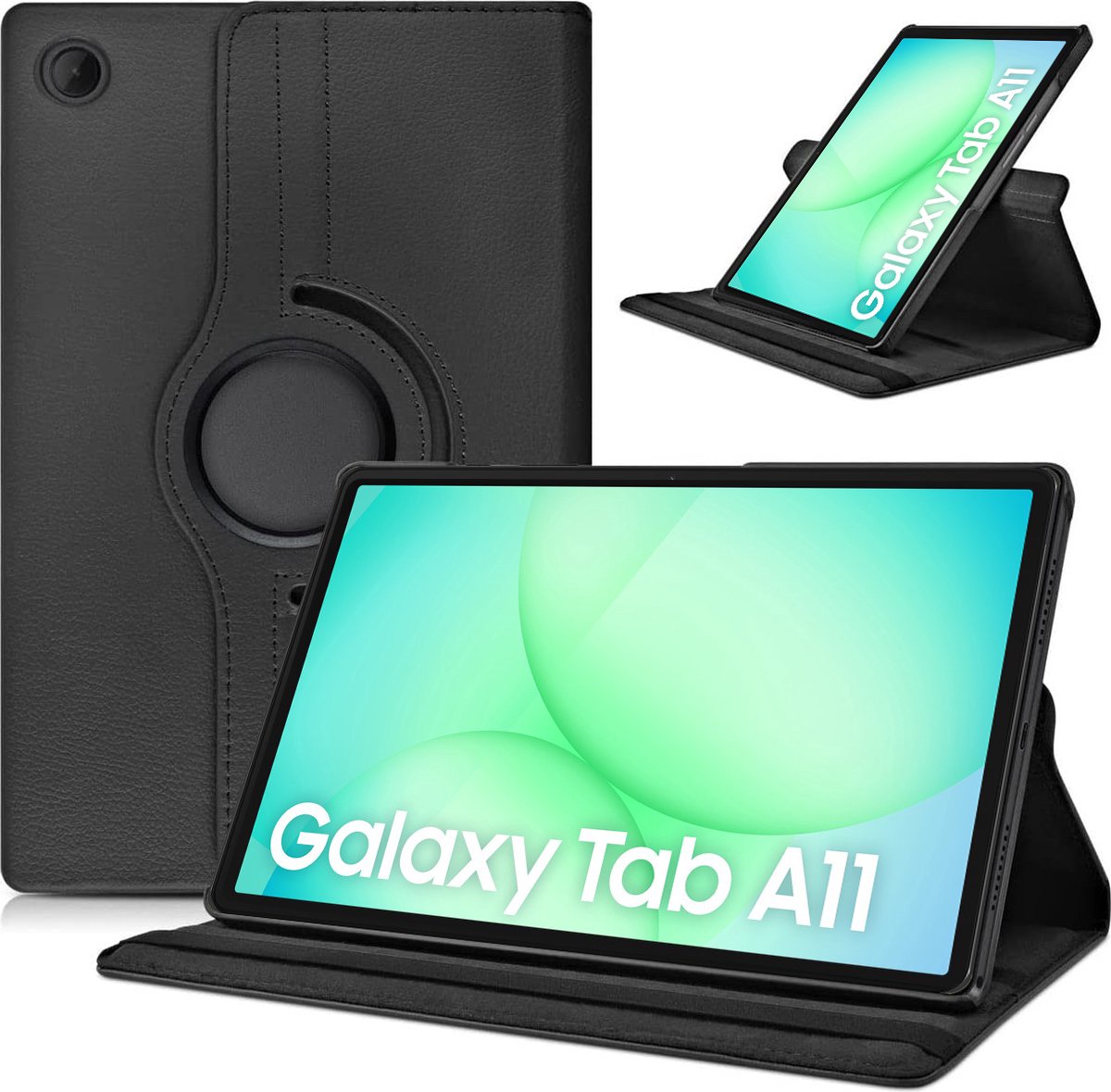 Arara Hoes Geschikt voor Samsung Galaxy Tab A11 - 360° draaibaar - tablethoes - Zwart