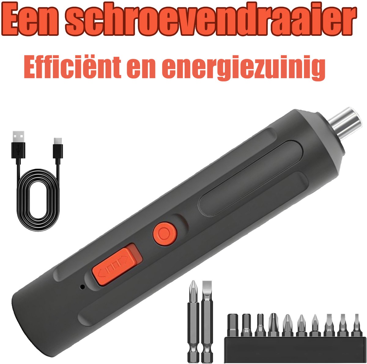 5V draadloze elektrische schroevendraaier, 500mAh batterij opladen, 200 draaien, LED-lamp, batch hoofd*10