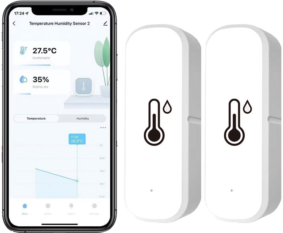 WiFi-temperatuur-vochtigheidssensor: Draadloze Temperatuur-vochtigheidsmonitor Met App-waarschuwing, Gratis Gegevensopslag, Compatibel Met Slimme Binnenthermometer En Hygrometer