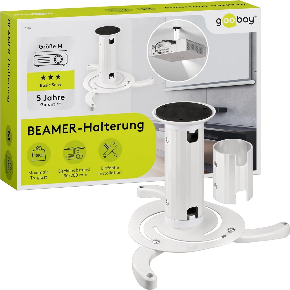 Universele Plafondbeugel voor Projector tot 10 kg, Volledig Verstelbaar