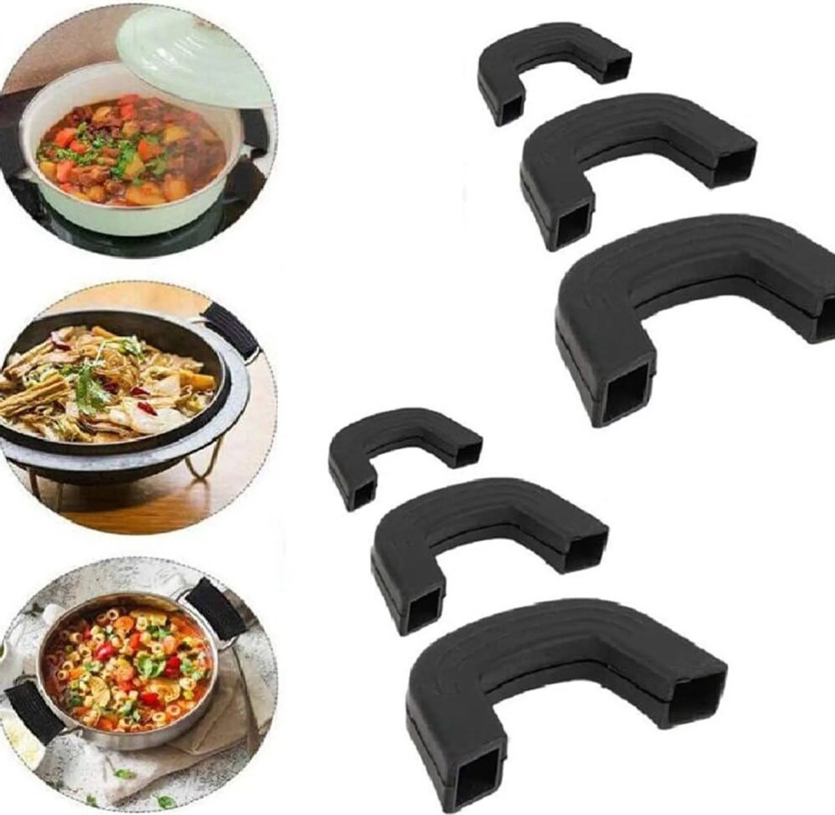 Silicone pot handles, heat-resistant pot handles, kitchen protection, 6-pack