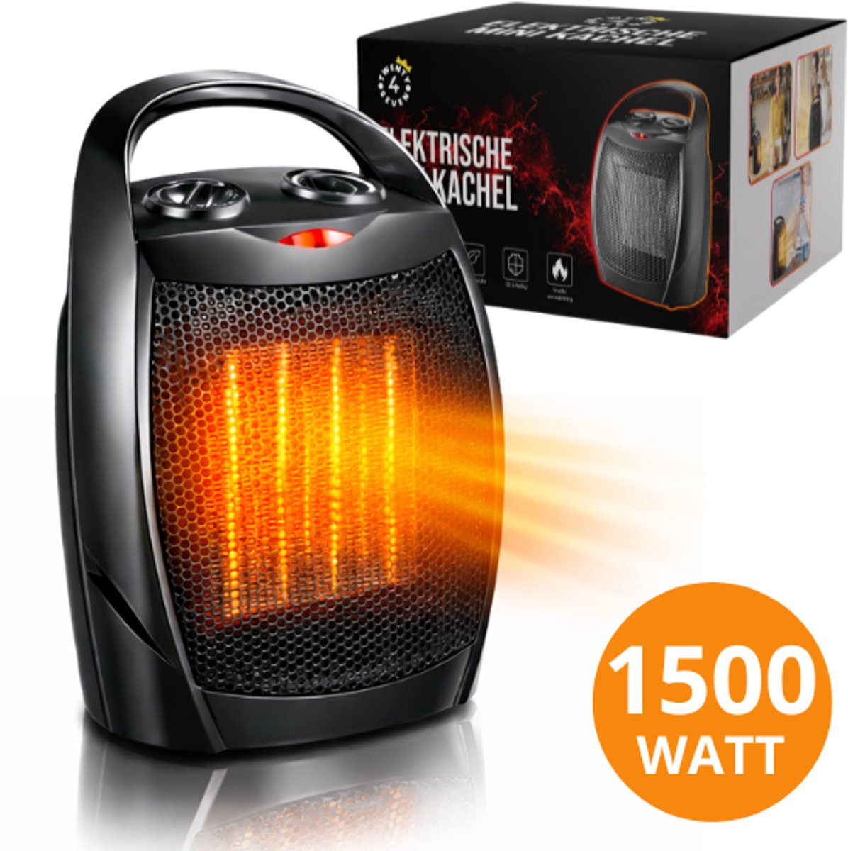 Twenty4seven® Elektrische Kachel - Keramische Ventilatorkachel - Mini Heater - Verwarming voor Binnen - 1500W