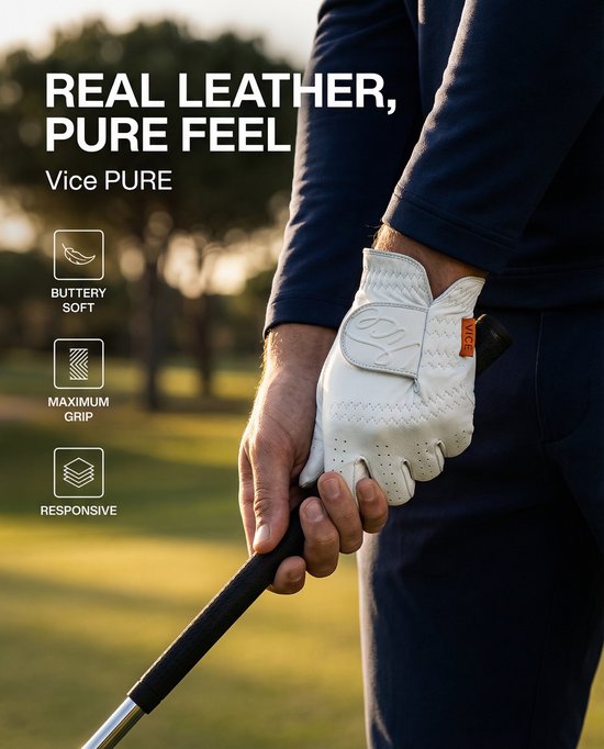 Vice Golf Pure Golfhandschoen - Rechterhand - Maat XL - Wit - Premium Lamsleer - Optimale Grip & Comfort van Vice Golf — afbeelding 2