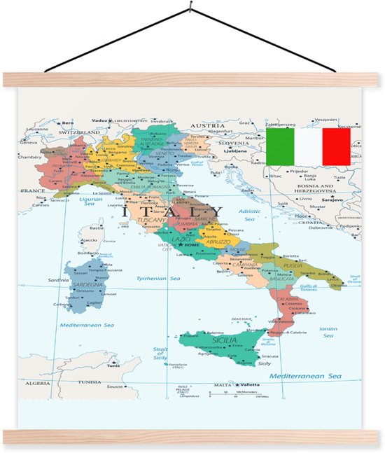 Affiche scolaire - Carte d'Italie - 60x60 cm - Lattes vierges
