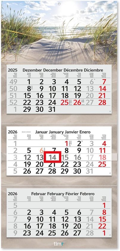 Kalender 2026 Een uitgebreid jaaroverzicht in één oogopslag | Premium Vector